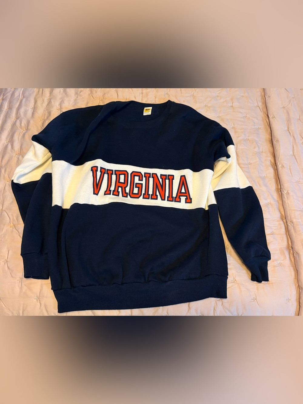 VTG 80s Virginia UVA Velva Sheen Sweatshirt XL Made USA Colorblock Cavaliers